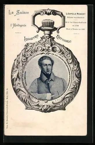 AK Léopold Robert in einer Taschenuhr, Industrie Nationale, Passepartout