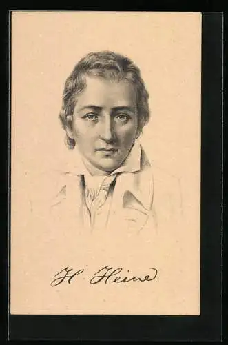 Künstler-AK Portrait des Lyrikers Heinrich Heine