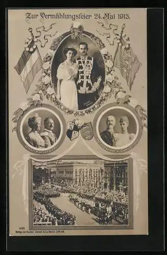 AK Zur Vermählungsfeier 24. Mai. 1913 von Herzog Ernst-August und Viktoria-Lusie