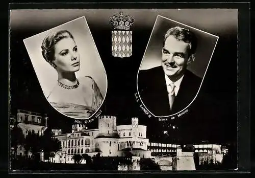 AK Schauspielerin Grace Kelly und S. A. S. Rainier III. Prince de Monaco