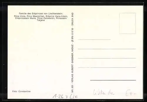 AK Liechtenstein, Erbprinz Hans Adam von und zu Liechtenstein mit Erbprinzessin Marie und den Kindern