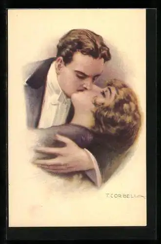 Künstler-AK Tito Corbella: Liebespaar beim innigen Kuss