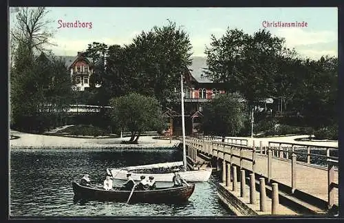 AK Suendborg, Blick auf den Steg am Hotel Christiansminde