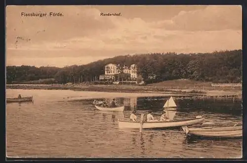 AK Flensburg, Flensburger Förde mit Hotel Randershof