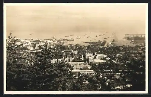 AK Kobe, Ortsansicht mit Hafen aus der Vogelschau