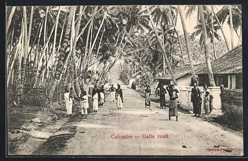 AK Colombo, Galle Road, Einwohner auf der Strasse