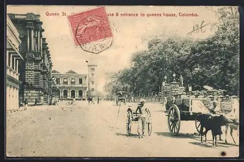 AK Colombo, Queen St., showing Light-house & entrance to queens house