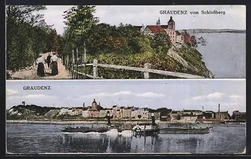 AK Graudenz, Der Ort vom Schlossberg aus gesehen