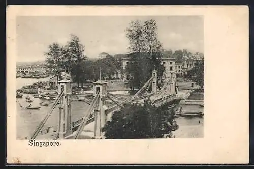 AK Singapore, Brücke und Hafen