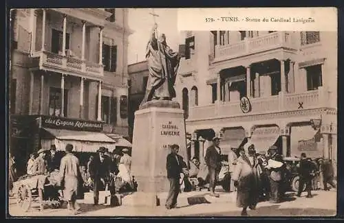 AK Tunis, Statue du Cardinal Lavigerie