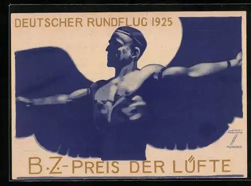 Künstler-AK Ludwig Hohlwein: Deutscher Rundflug 1925 - B.Z.-Preis der Lüfte, Ikarus