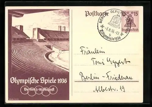 AK Olympische Spiele 1936 in Berlin, 1.-16. August, Blick ins Stadion