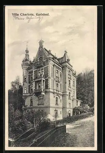 AK Karlsbad, Villa Charlotte mit Garten