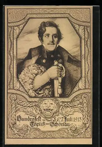 Künstler-AK Teplitz-Schönau, Bundesfest 1913