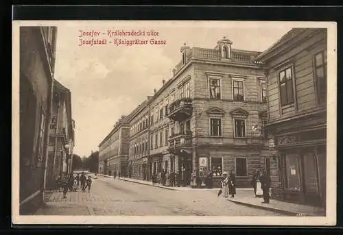 AK Josefstadt, Königgrätzer Gasse mit Geschäften