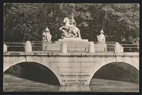 AK Warschau, Jan Sobieski-Denkmal im Lazienki-Park