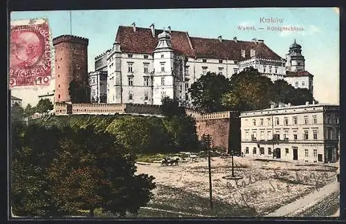 AK Kraków, Blick auf das Königsschloss