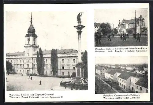 AK Warschau-Warszawa, Zamek Krolewski i pomnik Zygmunta III, Schloss und Zygmunt-Denkmal