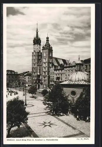 AK Krakau,  Platz mit St. Adalbert und Marienkirche