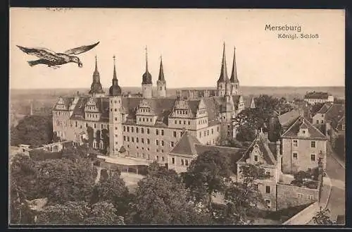 AK Merseburg, Königliches Schloss mit Vogel