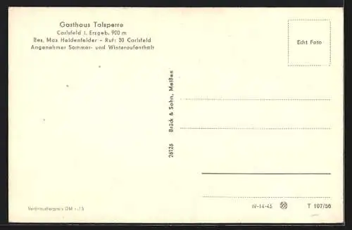 AK Carlsfeld i. Erzgeb., Gasthaus Talsperre