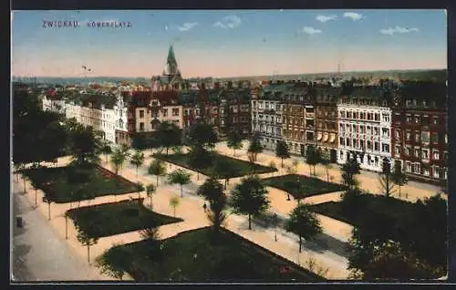 AK Zwickau, Römerplatz mit Blick über den Ort