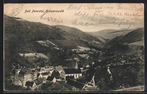 AK Peterstal / Schwarzwald, Blick über den Ort mit Kirche