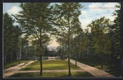 AK Mülheim-Ruhr-Speldorf, Raffelberg, Blick in den Park nach Süden