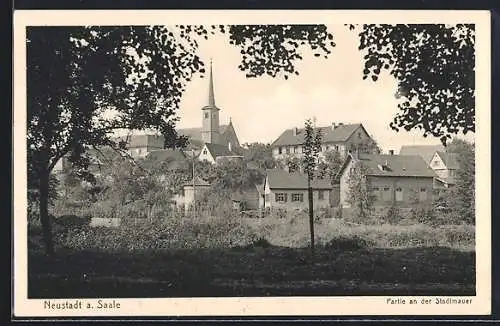 AK Neustadt a. Saale, Partie an der Stadtmauer