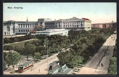 AK Wien, Burgring mit Strassenbahnen