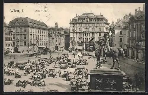 AK Wien, Am Hof, Markttreiben am Denkmal