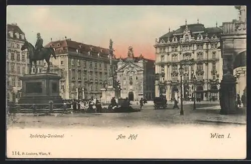 AK Wien I, Am Hof, Mariensäule und Denkmal um 1900