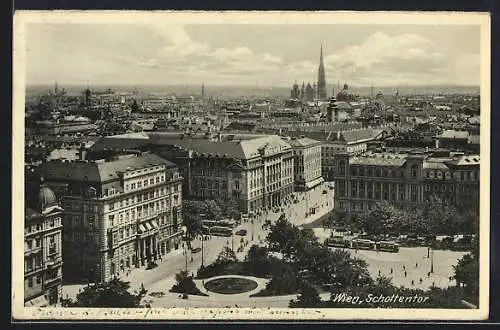 AK Wien, Schottentor mit Strassenbahn