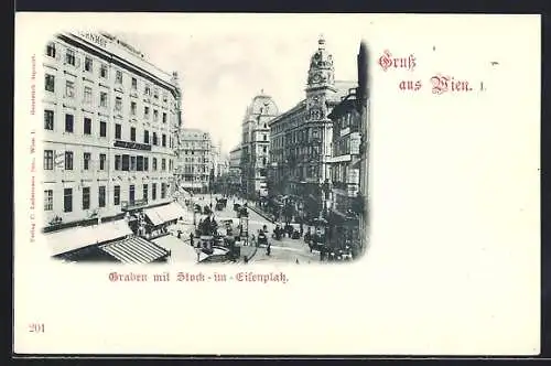 AK Wien, Graben mit Stock-im Eisenplatz und Brunnen