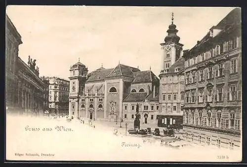 AK Wien, Freiung mit Kirche und Brunnen