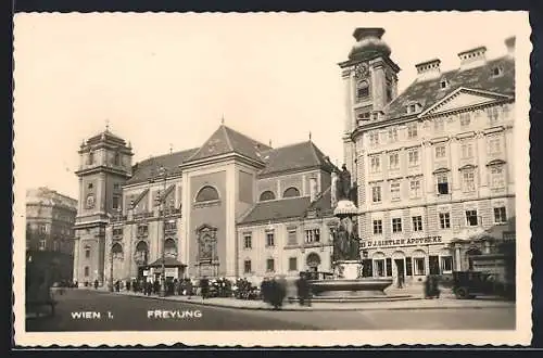 AK Wien, Partie auf der Freyung mit Austriabrunnen