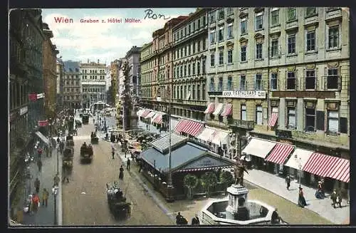 AK Wien, Graben, Hotel Müller, Strassenansicht