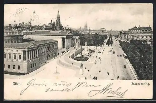 AK Wien, Franzensring mit Denkmal