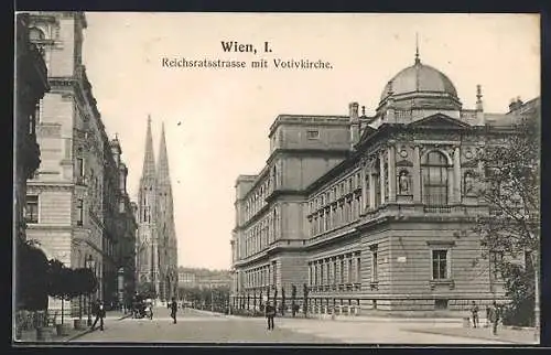 AK Wien, Reichsratsstrasse mit Votivkirche