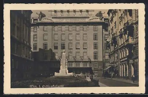 AK Wien, Postsparkassenamt mit Denkmal