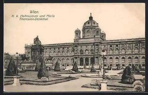 AK Wien, K. k. Hofmuseum und Maria Theresien-Denkmal