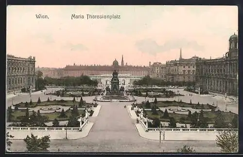 AK Wien, Maria Theresienplatz mit Denkmal