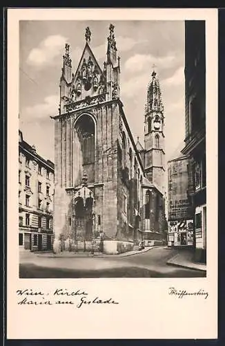 AK Wien, Kirche am Gestade mit Restaurant Speisehaus City