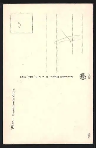 AK Wien, Dominikanerkirche mit Geschäft Meissner & Co.