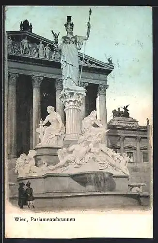 AK Wien, Parlamentsbrunnen mit Athene-Statue