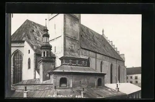 Foto-AK A. Stockhammer: Hall i. T., Dachwerk der Kirche