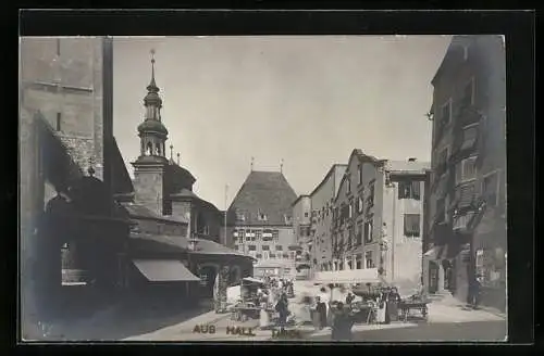 Foto-AK A. Stockhammer: Hall /Tirol, Platz mit Kirche