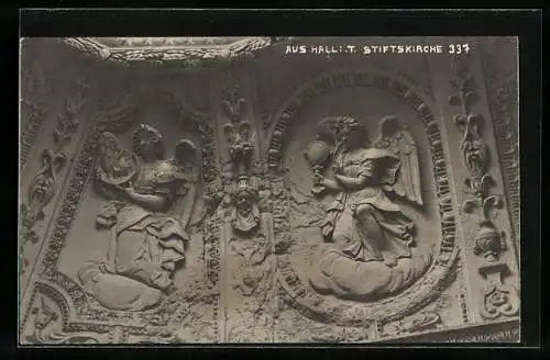 Foto-AK A. Stockhammer: Hall i. T., Reliefs in der Stiftskirche