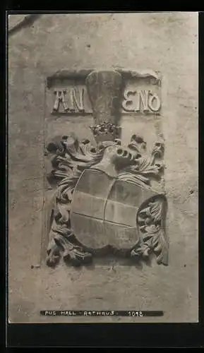 Foto-AK A. Stockhammer: Hall, Verzierung am Rathaus