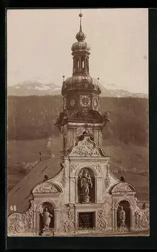 Foto-AK A. Stockhammer: Hall /Tirol, Uhrturm der Stiftskirche